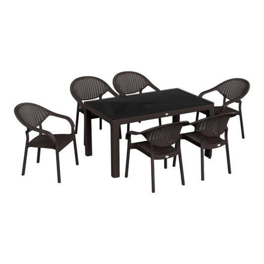 Atlantis Set 90x150 Camlı Masa + 6 Adet Atlantis Koltuk | Orijinal Bahçe & Kafe Seti | Fabrikadanal.net