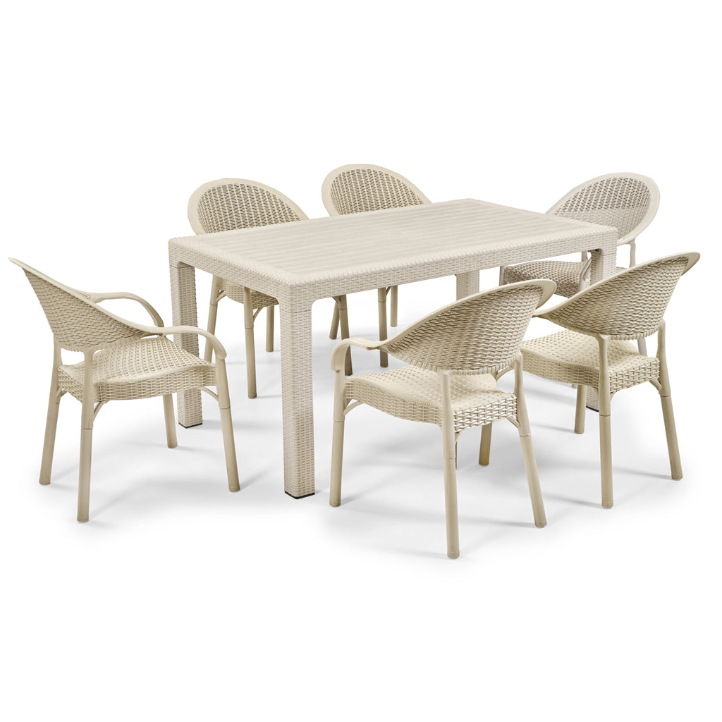 Bambu Rattan Table Set 90x150 cm Without Glass