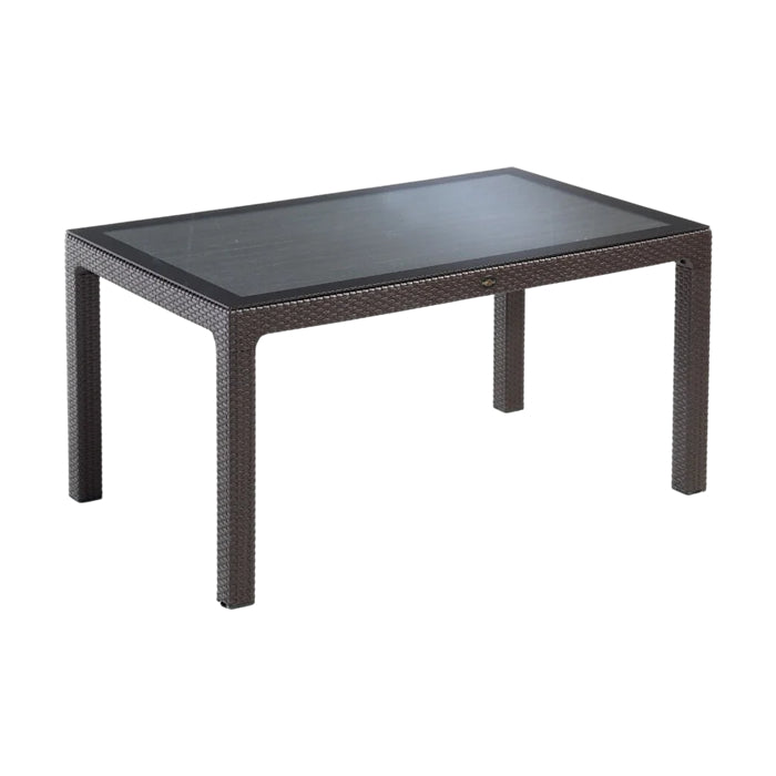Lale Rattan Table with Glass 90x150 cm