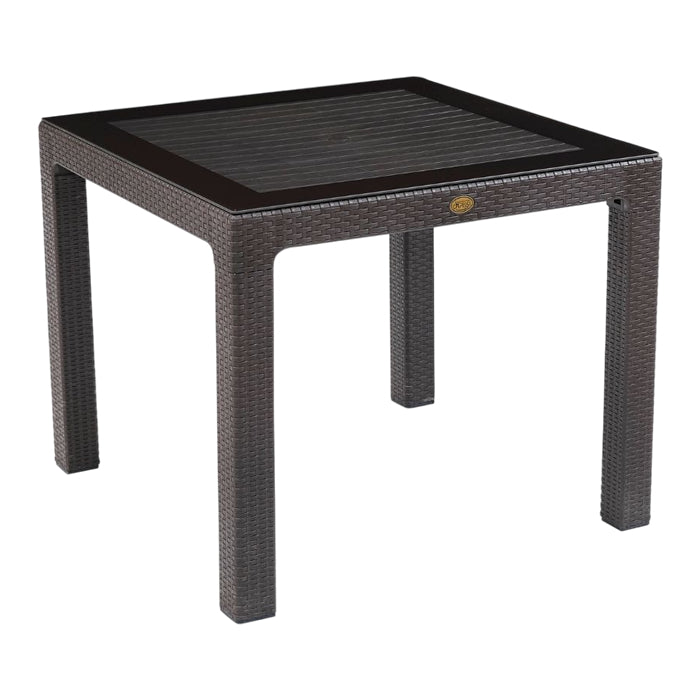 Lale Rattan Table with Glass 90x90 cm