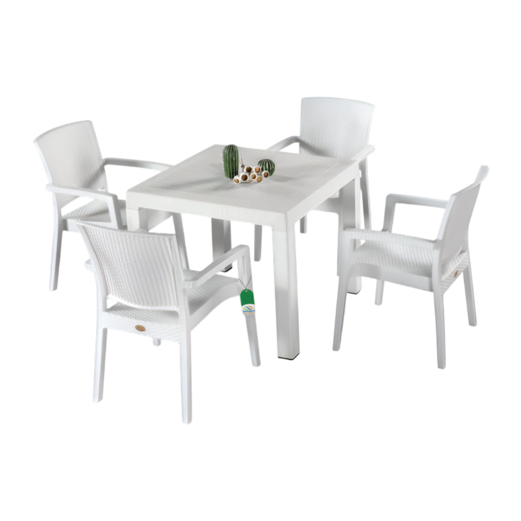 Lale Rattan Table Set 90x90 cm Without Glass