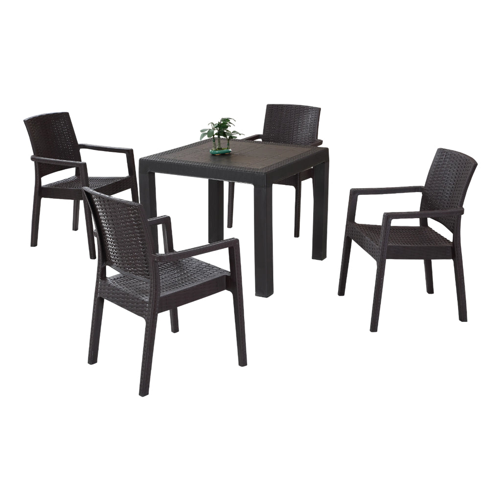 Lale Rattan Table Set 90x90 cm Without Glass