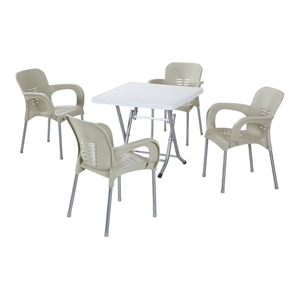 Lotus Folding Metal Leg Table Set 80x80 cm