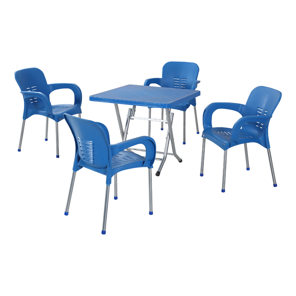 Lotus Folding Metal Leg Table Set 80x80 cm