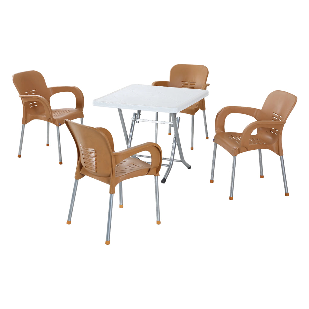 Lotus Folding Metal Leg Table Set 80x80 cm
