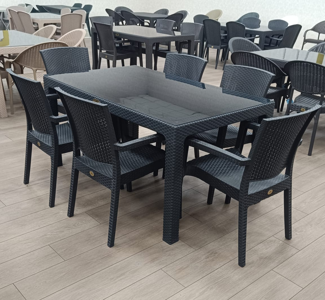 Sofya Rattan Set Eko 90x150 Camlı | Masa Sandalye Seti | Fabrikadanal.net