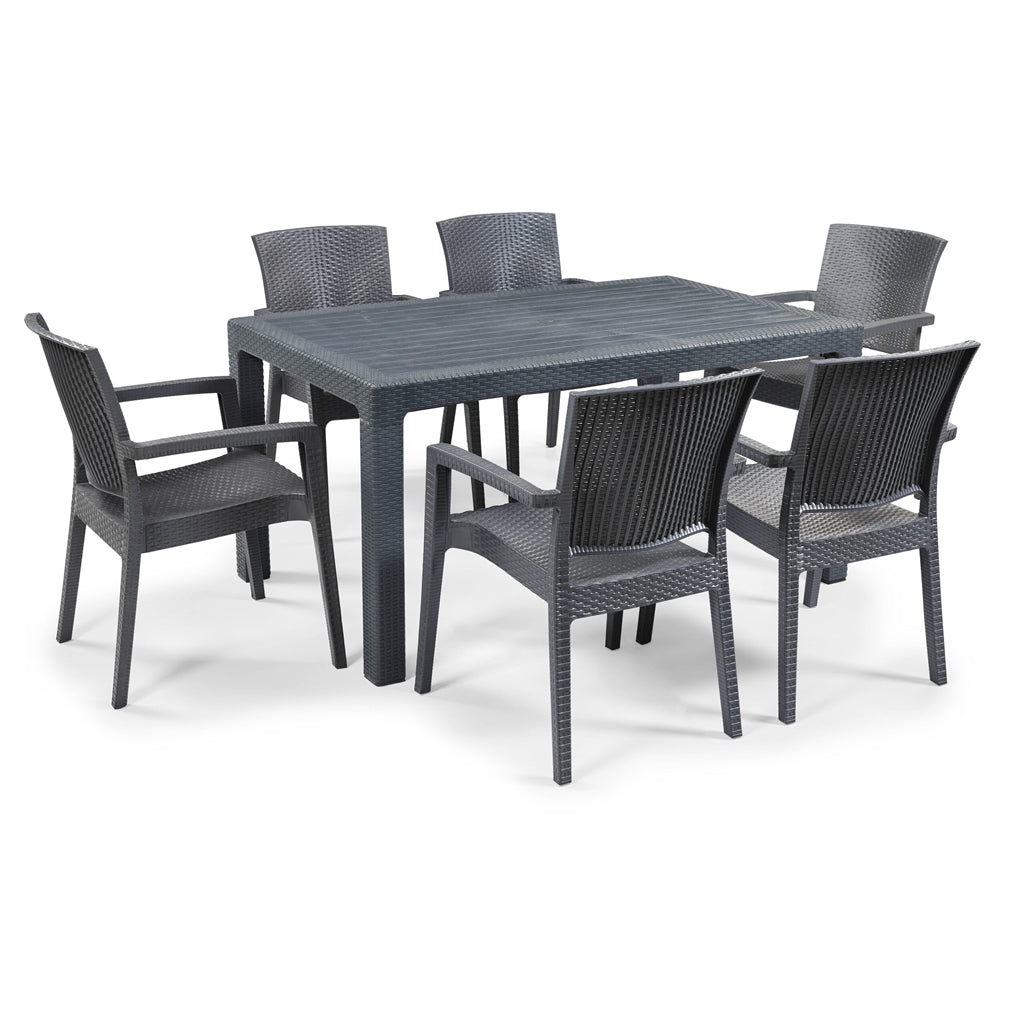 Zeugma Rattan Table Set 90x150 cm Without Glass
