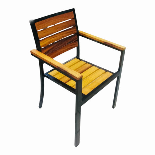 Alu-142 Aluminum Chair, Iroko Wood