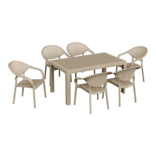 Atlantis Set 90x150 Camsız Masa + 6 Adet Atlantis Koltuk | Orijinal Bahçe & Kafe Seti | Fabrikadanal.net