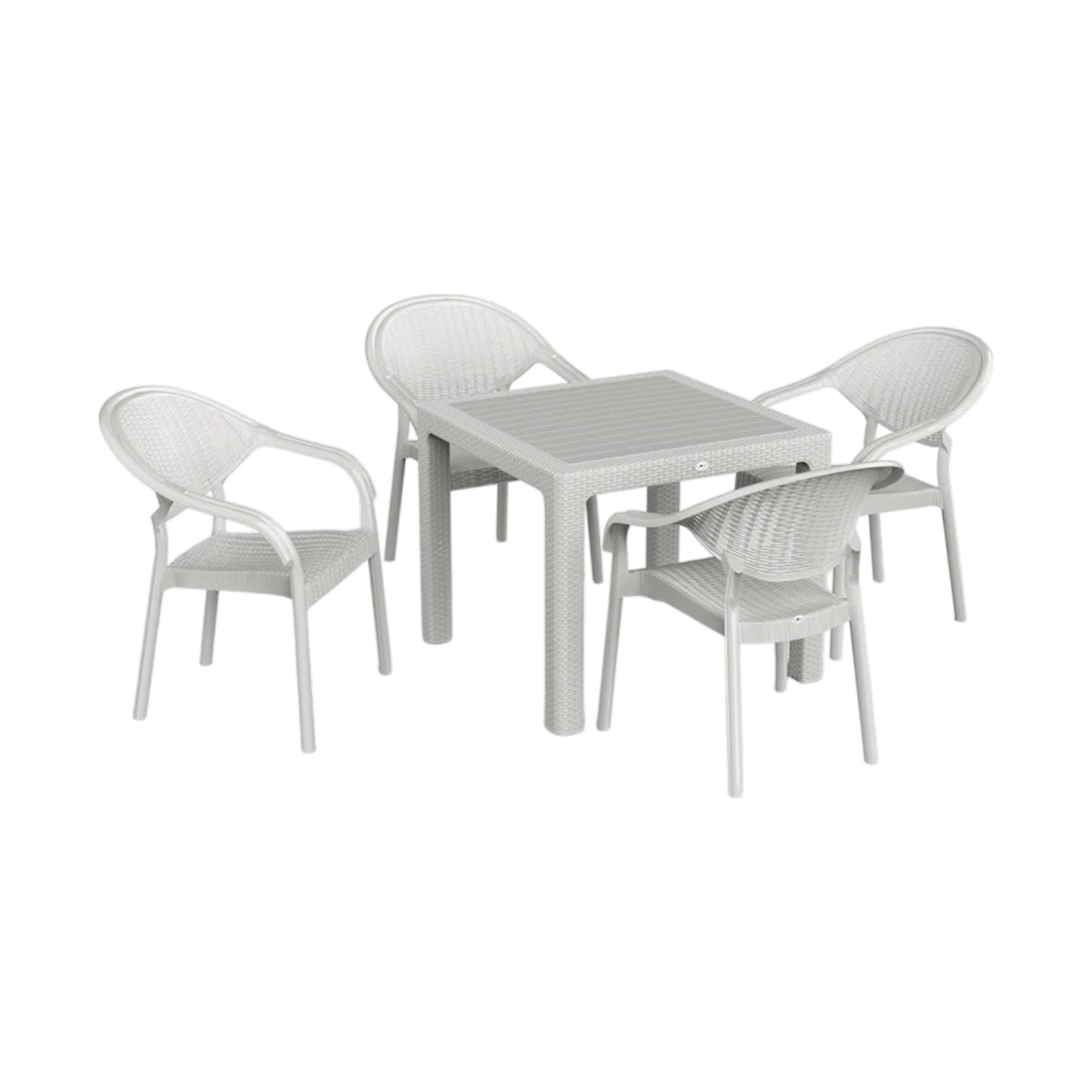 Atlantis Set 90x90 Camsız Masa + 4 Adet Atlantis Koltuk | Orijinal Bahçe & Kafe Seti | Fabrikadanal.net