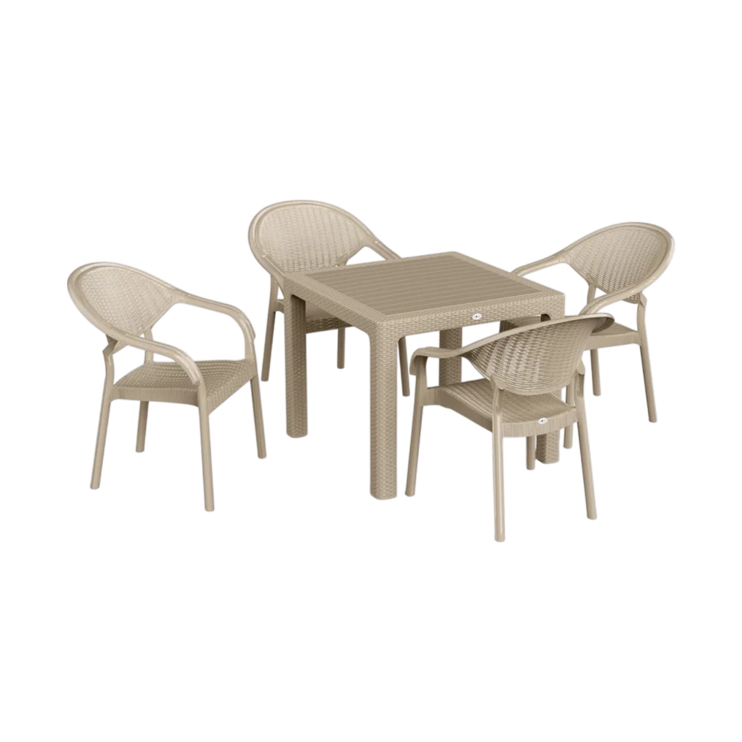 Atlantis Set 90x90 Camsız Masa + 4 Adet Atlantis Koltuk | Orijinal Bahçe & Kafe Seti | Fabrikadanal.net