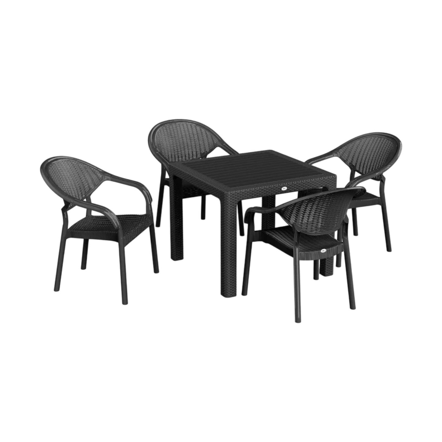 Atlantis Set 90x90 Camsız Masa + 4 Adet Atlantis Koltuk | Orijinal Bahçe & Kafe Seti | Fabrikadanal.net