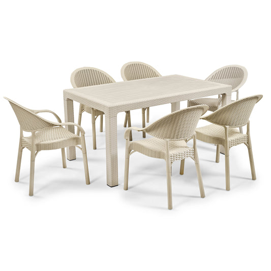 Bambu Rattan Table Set 90x150 cm Without Glass