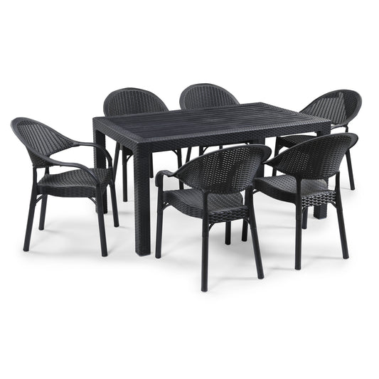 Bambu Rattan Table Set 90x150 cm Without Glass