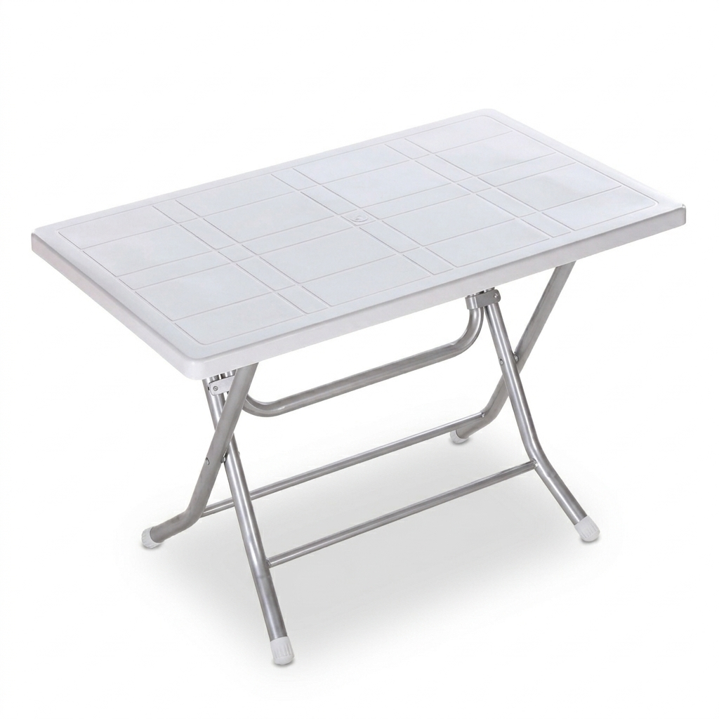 Bodrum Katlanır Metal Ayaklı Masa 70x120 cm Orijinal Beyaz | Fabrikadanal.net