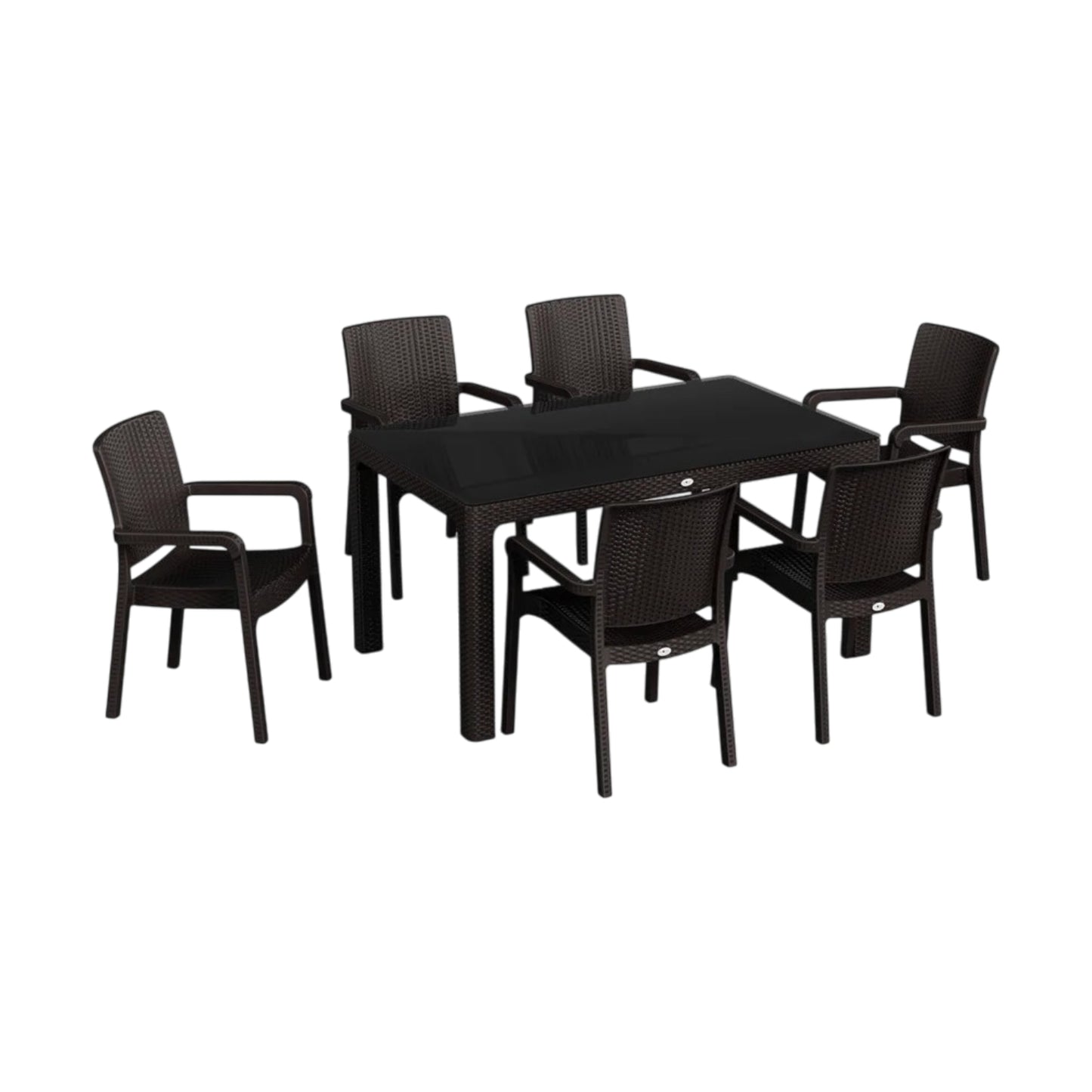 Hilton Set 90x150 Glass Table + 6 Hilton Armchairs | Original Garden & Cafe Set | Fabrikadanal.net