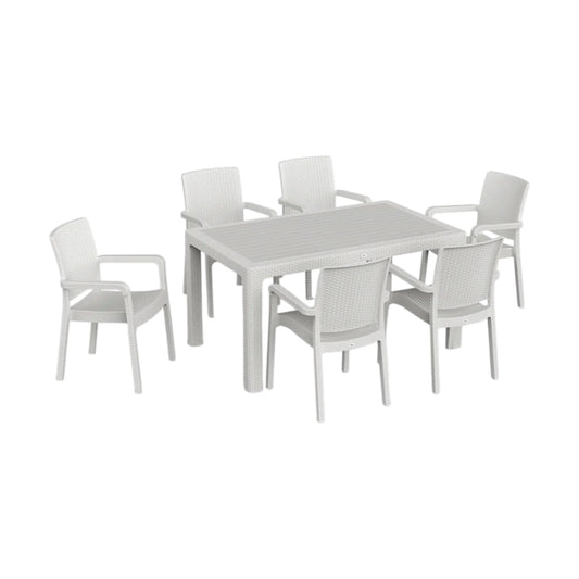 Hilton Set 90x150 Camsız Masa + 6 Adet Hilton Koltuk | Orijinal Bahçe & Kafe Seti | Fabrikadanal.net