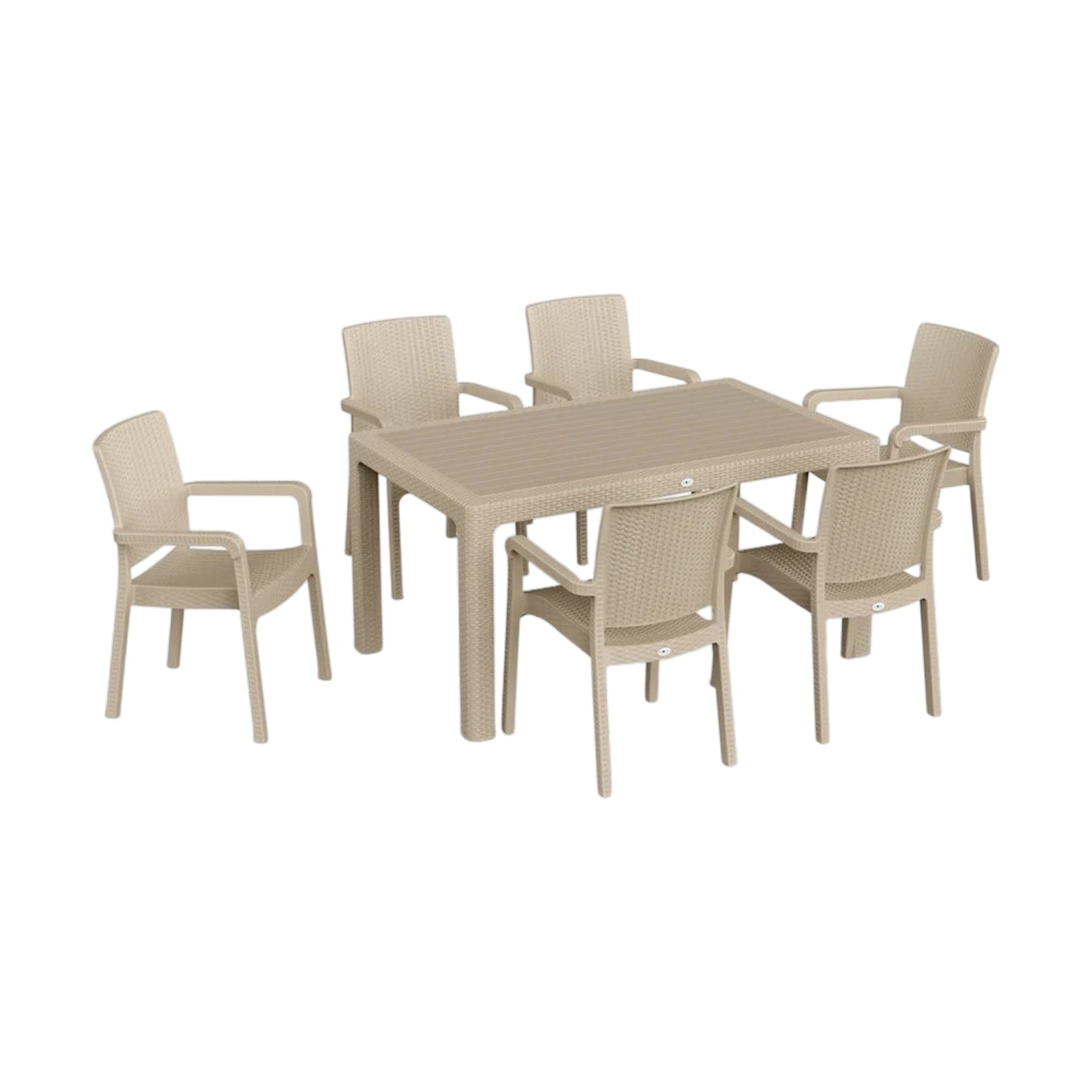 Hilton Set 90x150 Table without Glass + 6 Hilton Armchairs | Original Garden & Cafe Set | Fabrikadanal.net