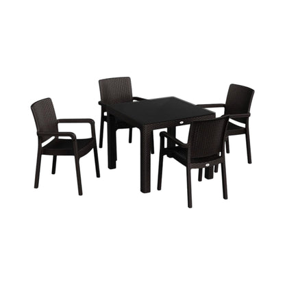 Hilton Set 90x90 Camlı Masa + 4 Adet Hilton Koltuk | Orijinal Bahçe & Kafe Seti | Fabrikadanal.net