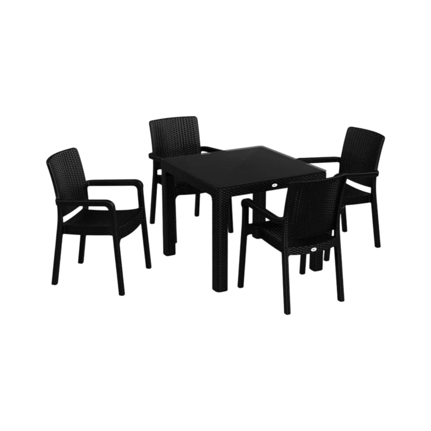 Hilton Set 90x90 Camlı Masa + 4 Adet Hilton Koltuk | Orijinal Bahçe & Kafe Seti | Fabrikadanal.net