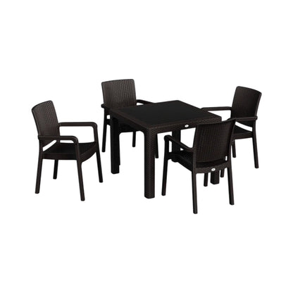 Hilton Set 90x90 Table without Glass + 4 Hilton Armchairs | Original Garden & Cafe Set | Fabrikadanal.net
