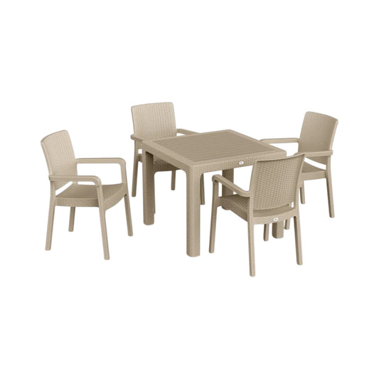 Hilton Set 90x90 Camsız Masa + 4 Adet Hilton Koltuk | Orijinal Bahçe & Kafe Seti | Fabrikadanal.net