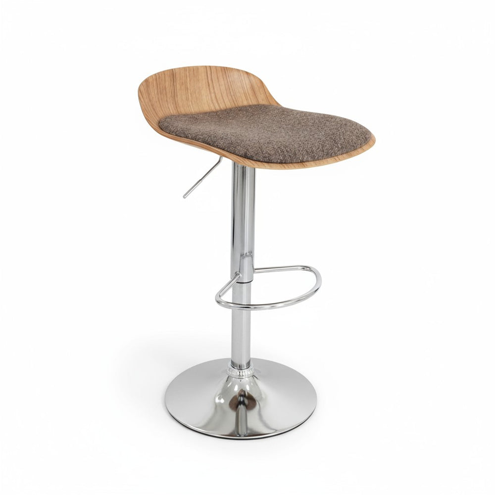 Ilgaz Bar Stool with Metal Chrome Frame and Cushion