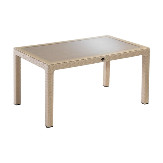 Lale Rattan Table with Glass 90x150 cm