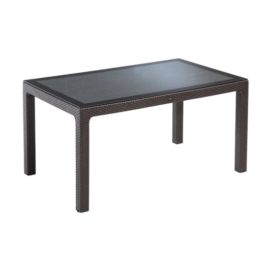 Lale Rattan Table with Glass 90x150 cm