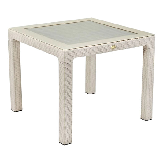 Lale Rattan Table with Glass 90x90 cm