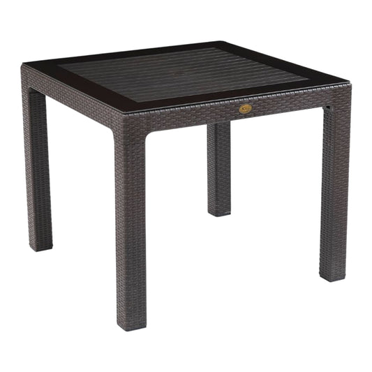 Lale Rattan Table with Glass 90x90 cm