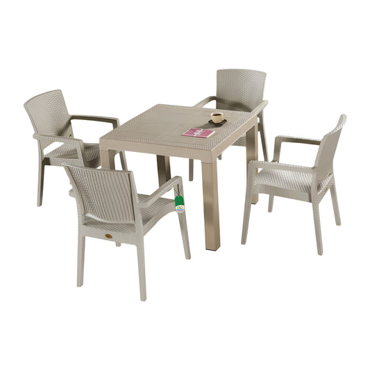 Lale Rattan Table Set 90x90 cm Without Glass
