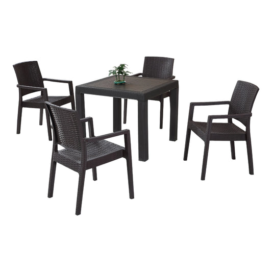 Lale Rattan Table Set 90x90 cm Without Glass
