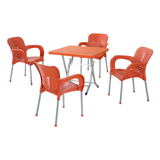 Lotus Folding Metal Leg Table Set 80x80 cm