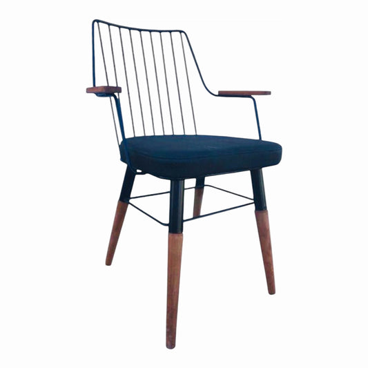 Mtl-147 Comfort Metal Armchair with Wooden Legs
