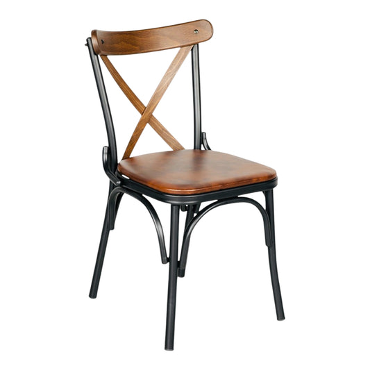 Mtl-149 Tonet Chair, Metal Frame, Wooden Back, Wooden Seat
