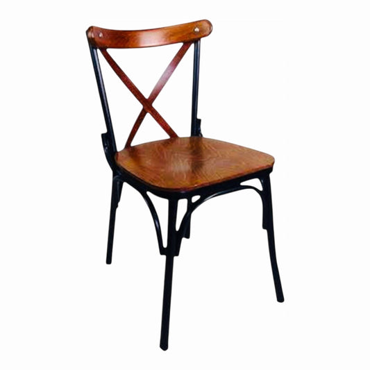 Mtl-150 Tonet Chair, Metal Frame, Wooden Back, Upholstered Seat