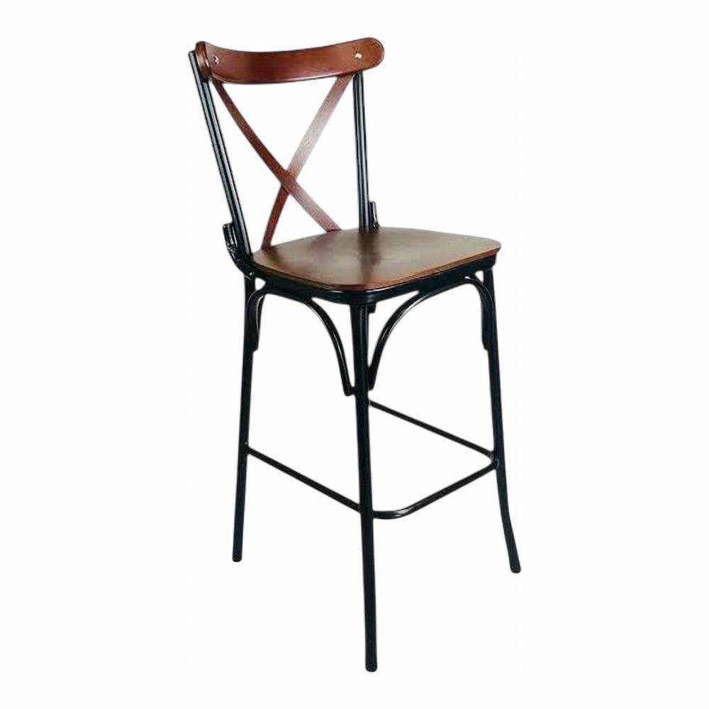 Mtl-154 Tonet Bar Sandalyesi, Metal İskelet, Sırt Ahşap, Oturak Ahşap