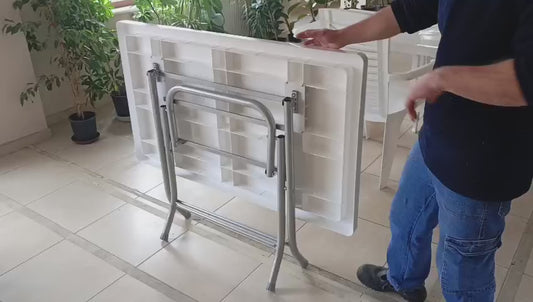 Bodrum Katlanır Metal Ayaklı Masa 70x120 cm Orijinal Beyaz | Fabrikadanal.net