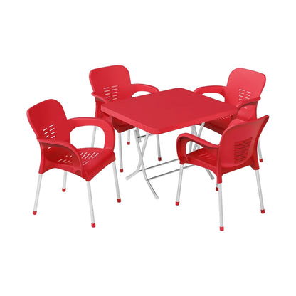 Tuana Set 80x80 Folding Table + 4 Tuana Armchairs | Original Garden & Cafe Set | Fabrikadanal.net