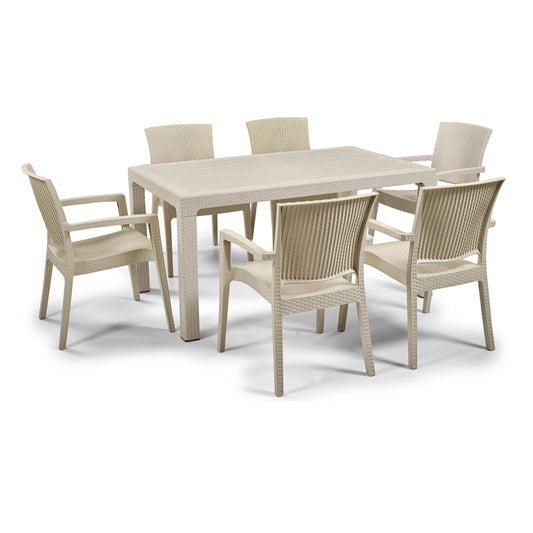 Zeugma Rattan Table Set 90x150 cm Without Glass
