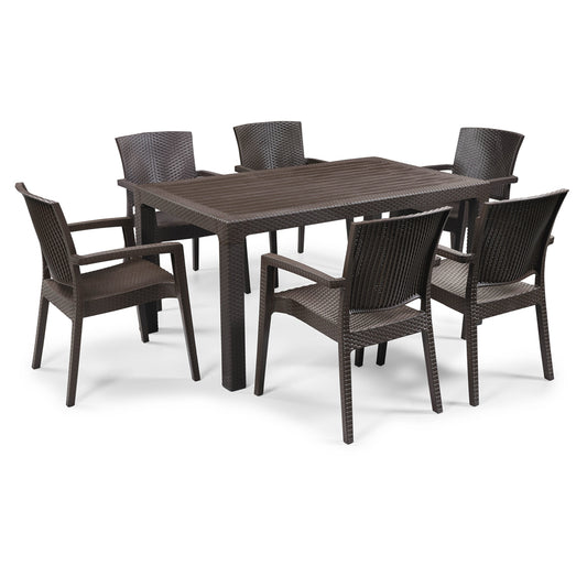 Zeugma Rattan Table Set 90x150 cm Without Glass